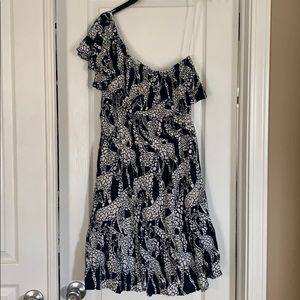 Crown & Ivy asymmetrical giraffe print dress